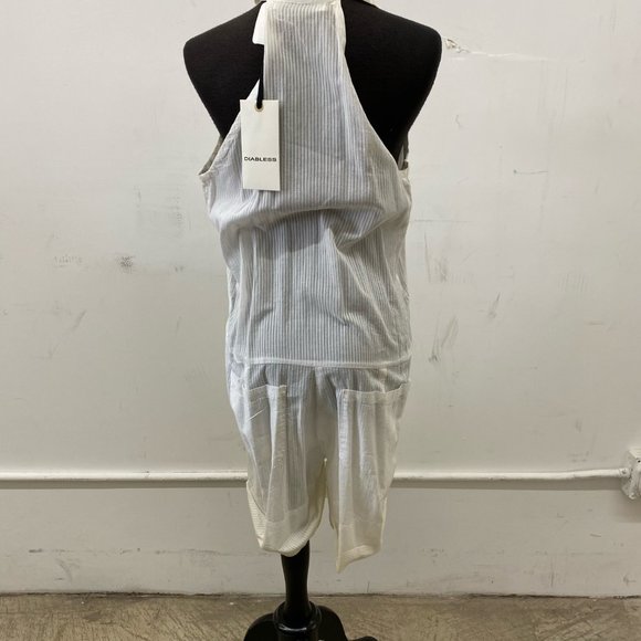 White Shorts Romper Button Down Front - Picture 2 of 4